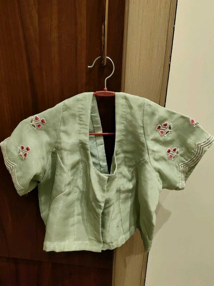 Embroidery Green Blouse