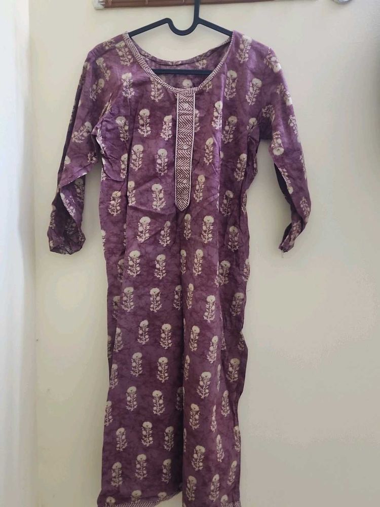 Floral Print Kurti With Dupatta