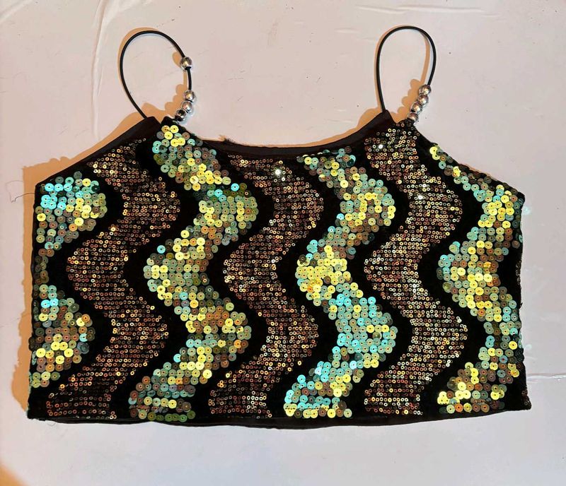 Sequin Embellished Cropped Top