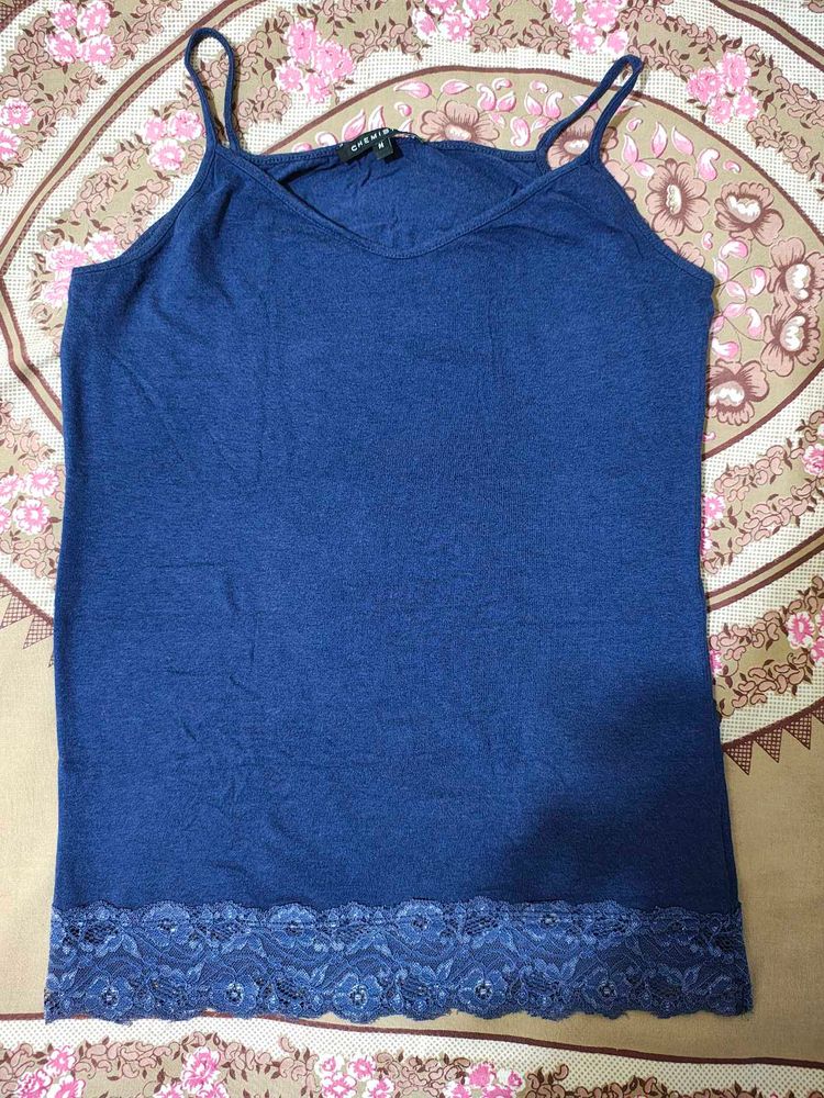 Chemistry Blue Lace Trim Cami Top