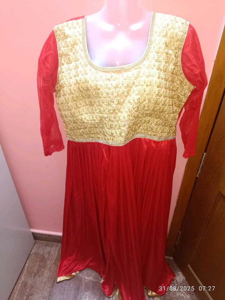 Xxl Red Ethnic Gown