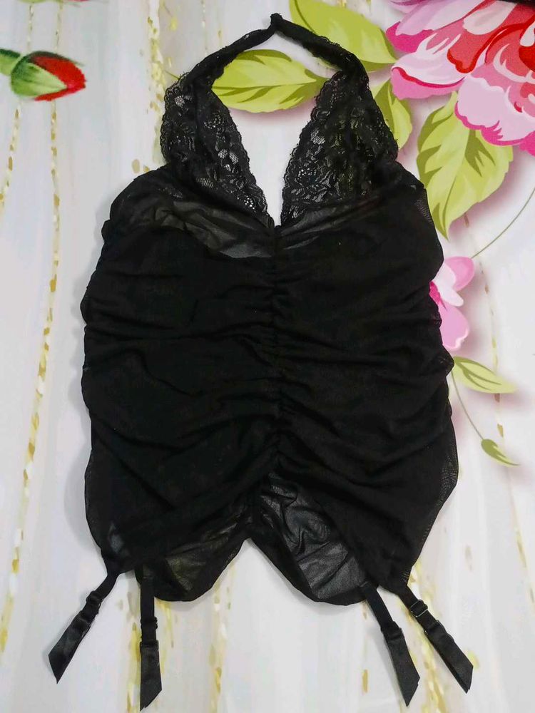 (1118)Lace Halter Top