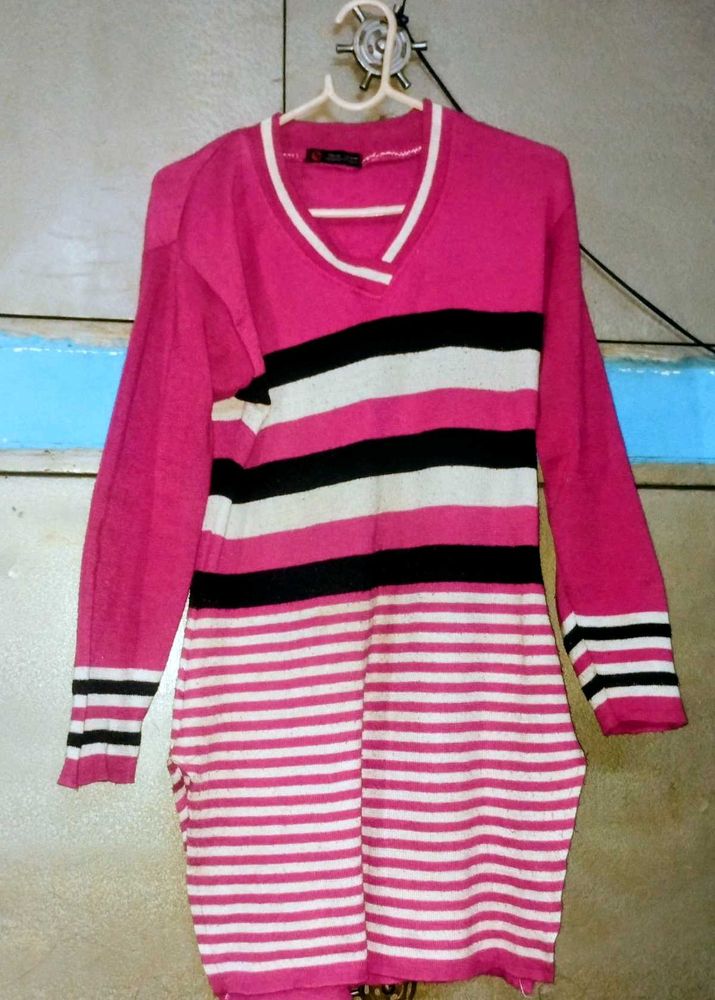 Pink Striped Sweater Tunic