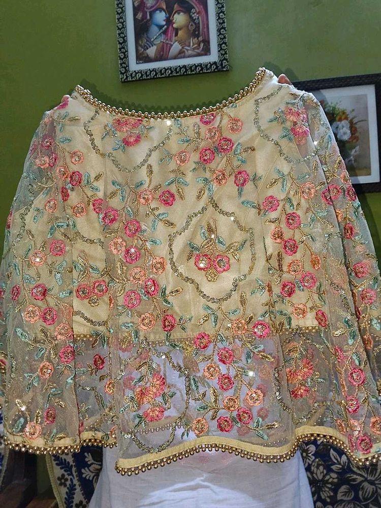 Floral Embroidered Cape Top