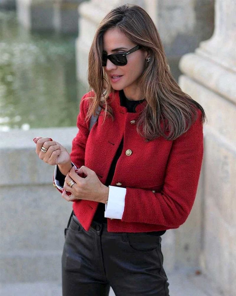 Zara Red Boucle Tweed Blazer(jacket)