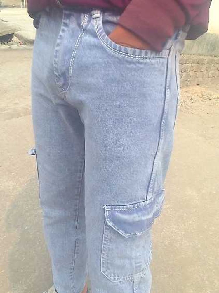 Blue Denim Cargo Jeans