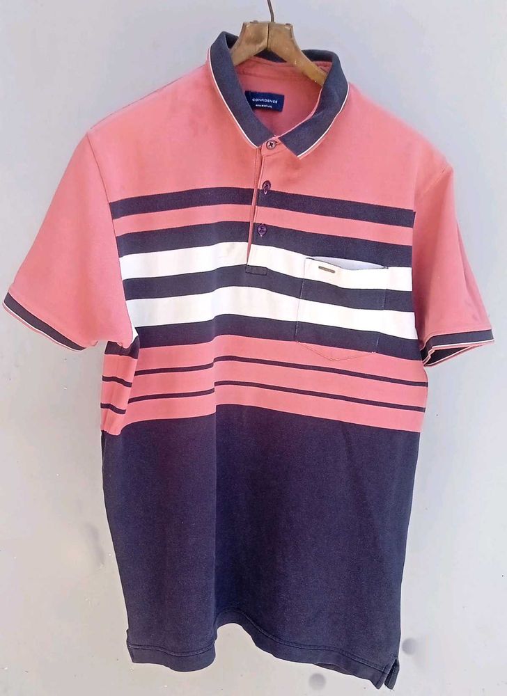 Men’s Striped Polo T-Shirt  Poly Cotton, XXL Size