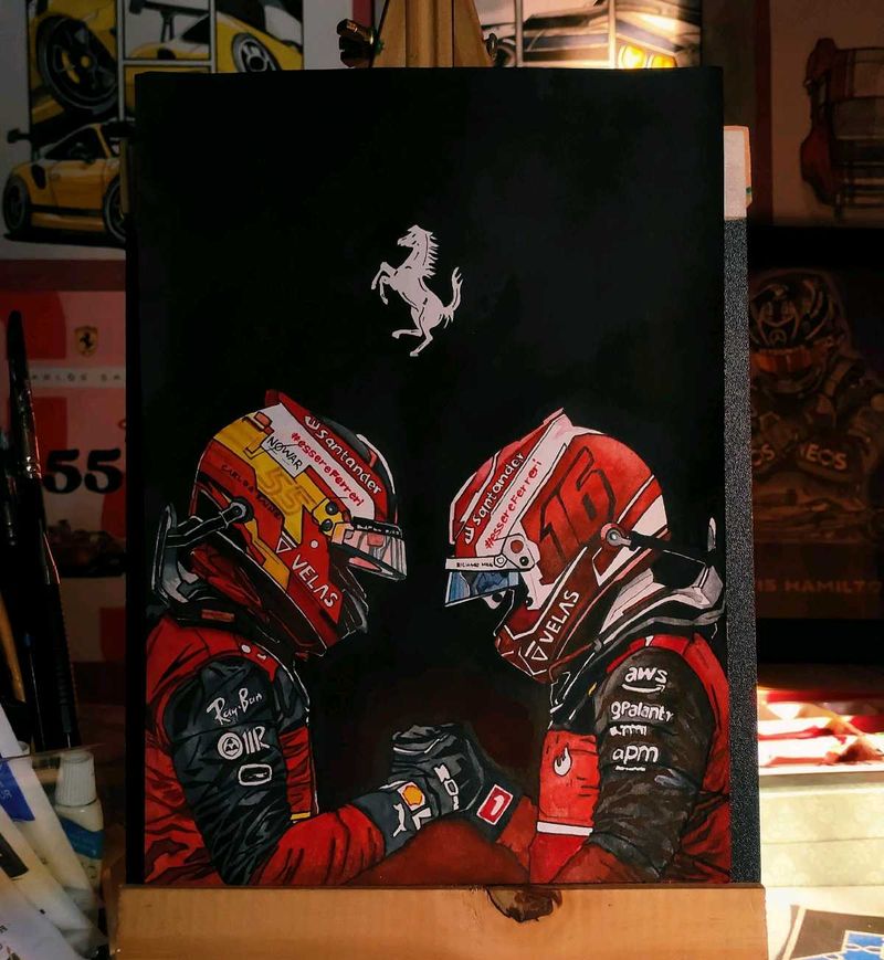 Original Artwork Painting Of Ferrari Drivers