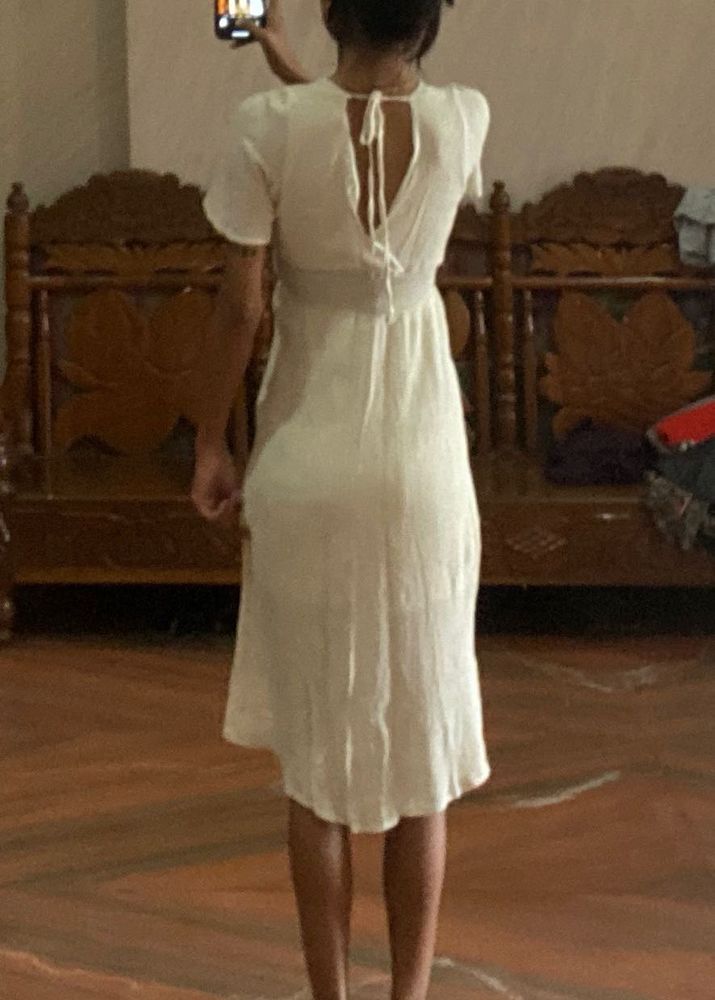 White Midi Sundress with Tie Back