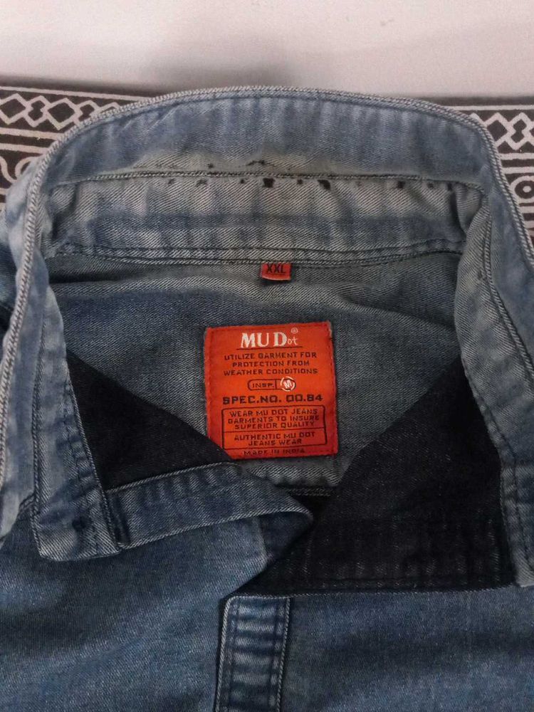 White Pants + blue denim shirt