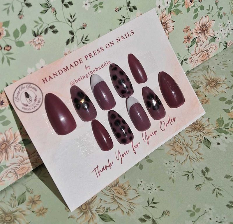Mauve Animal Gel Print Press-On Nails