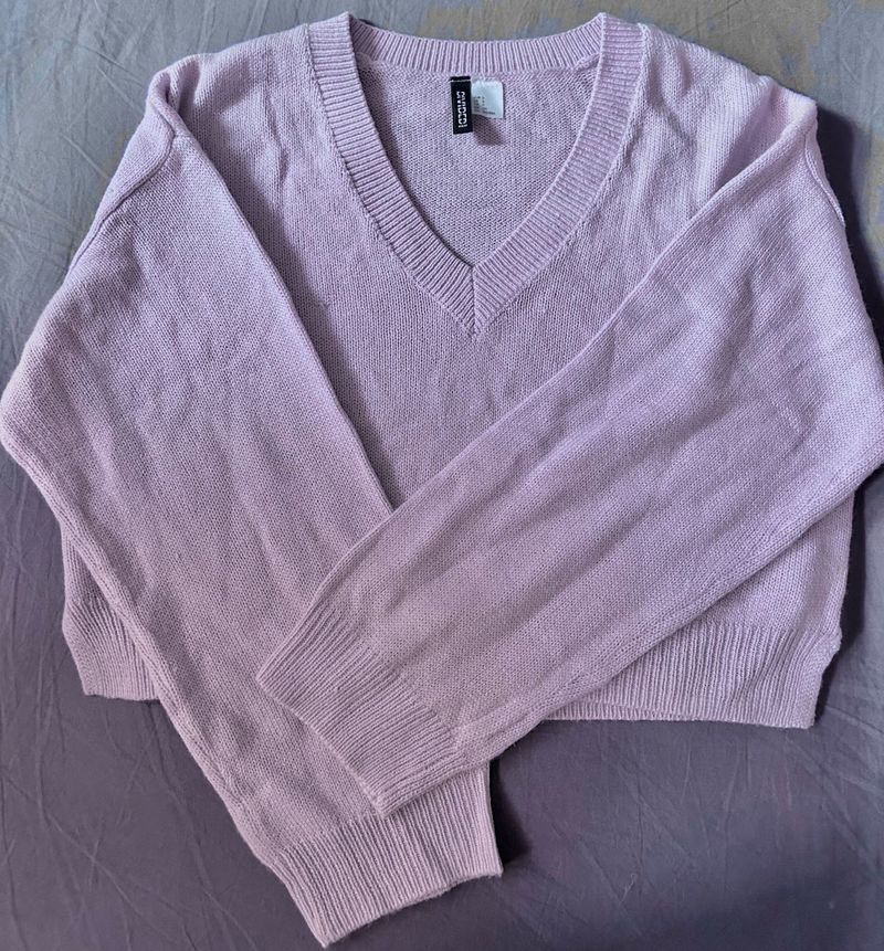 Lilac V-Neck Knit Sweater