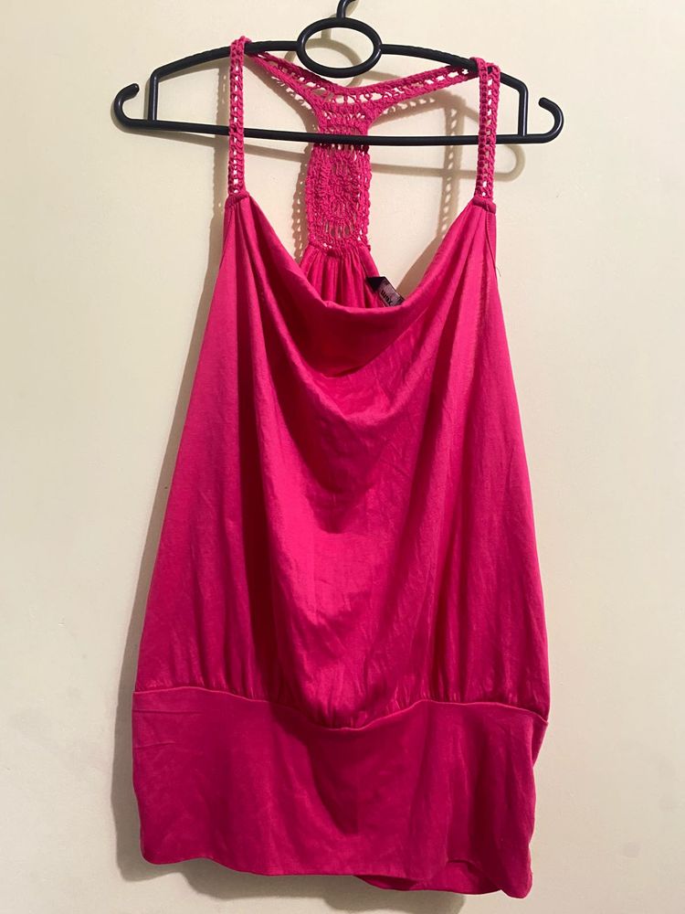 Pink Crochet Tank Top