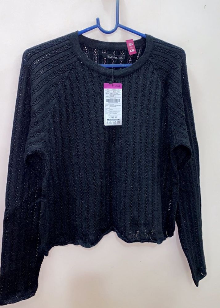 Black Open Knit Sweater