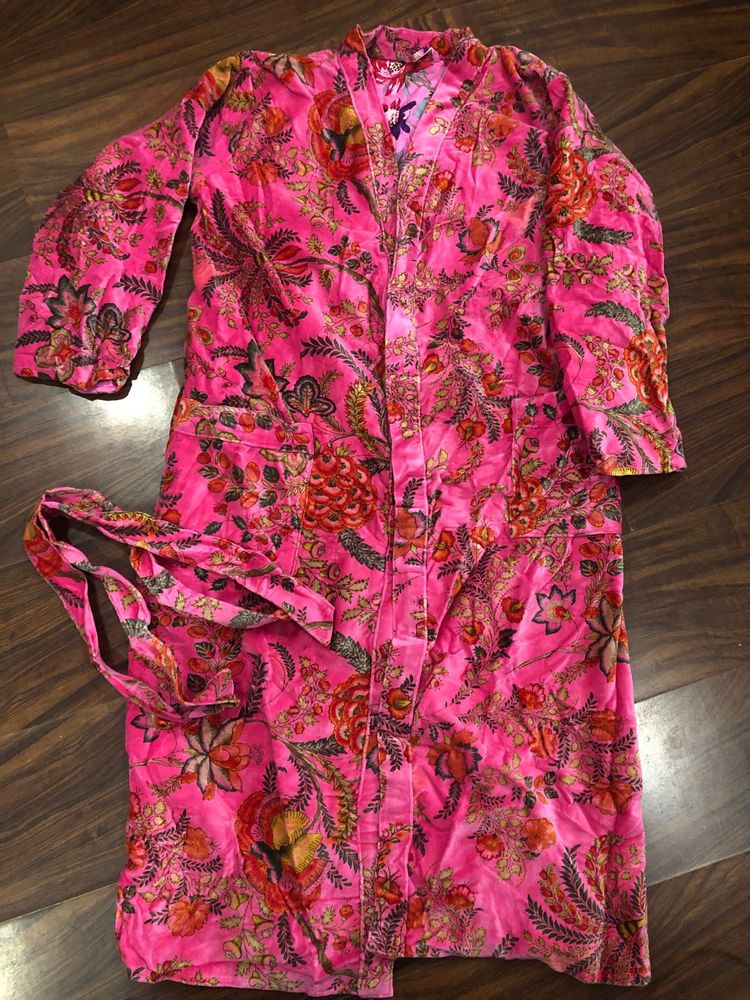 Floral Print Pink BathRobe length 44”