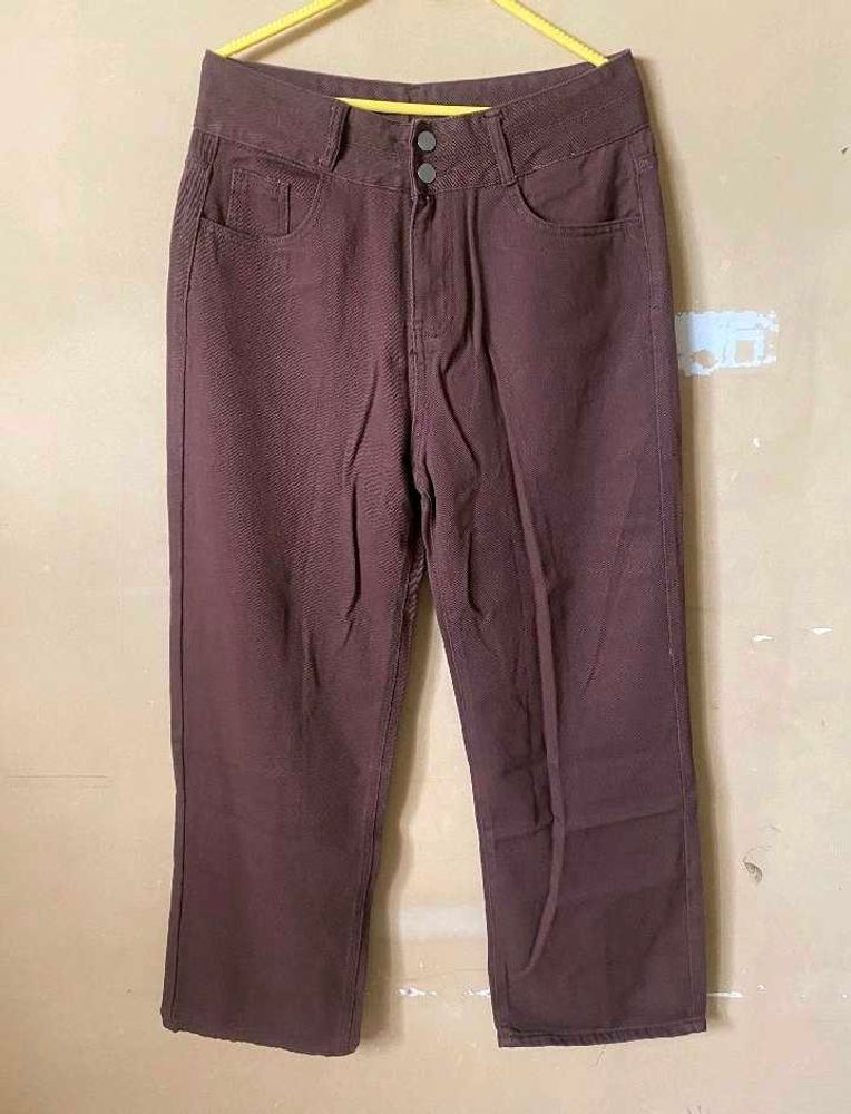 High Waist Straight Leg Brown Jeans