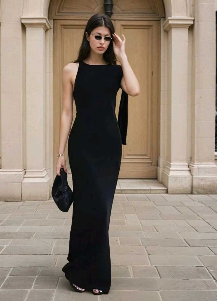 Newme Black Bodycon Dress (Maxi), Offer🎀🍷