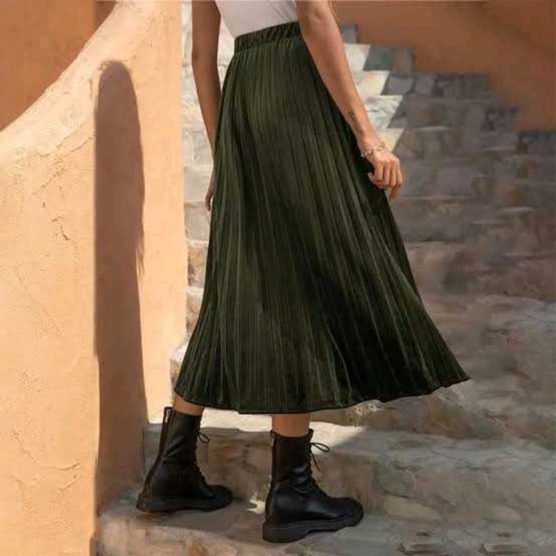 Korean Style Shimmery Pleated Skirt