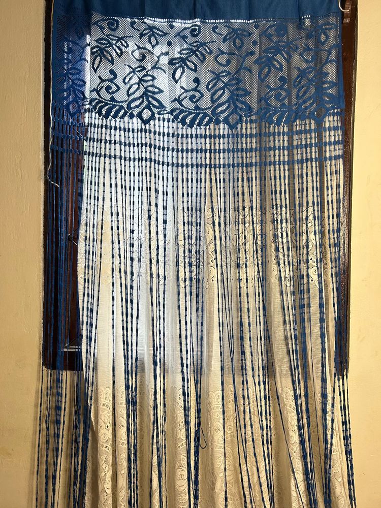 Blue Floral String Curtain