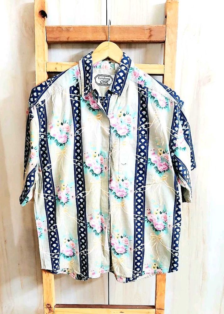 Multicolour Printed Cotton Shirt Size-42-44