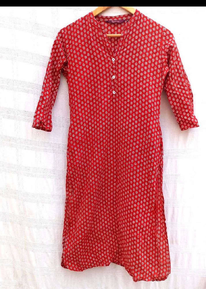 Red Printed Kurta