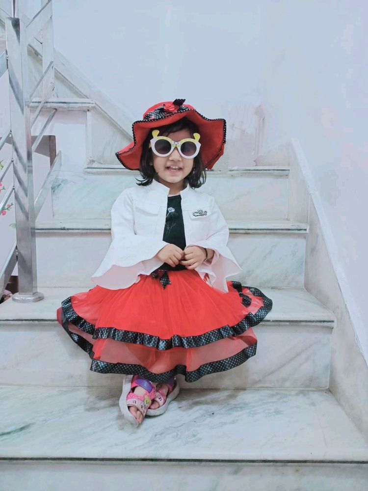 Cute Red &amp; Black Party Dress with Hat