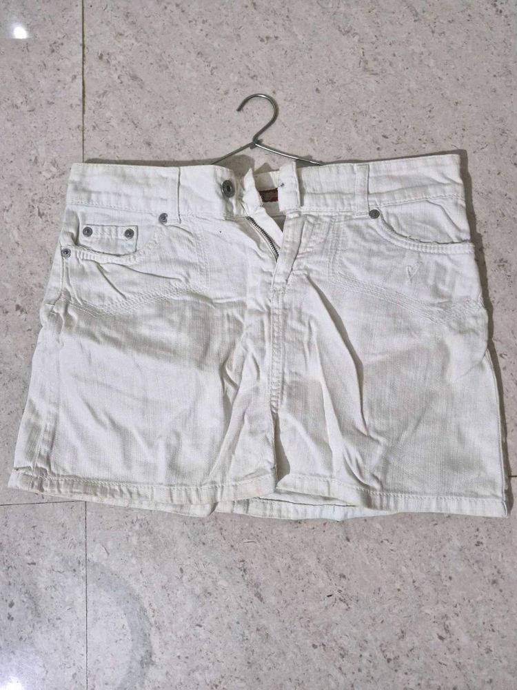 White Denim Mini Skirt