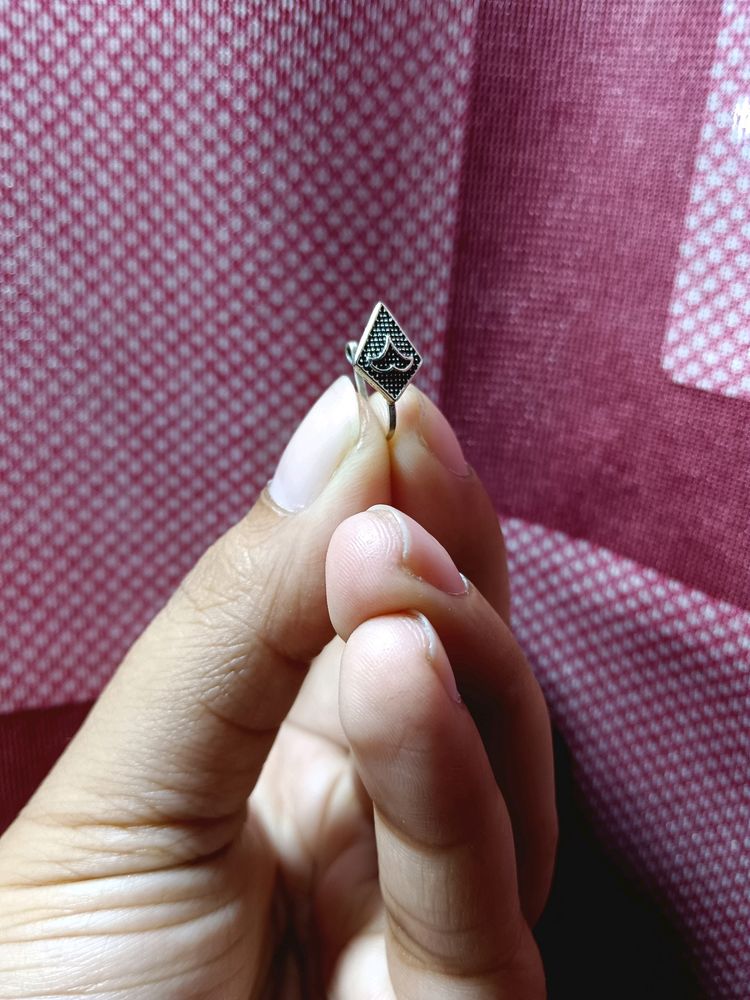 German Silver Oxidized Nose Pin For Women Non Pier