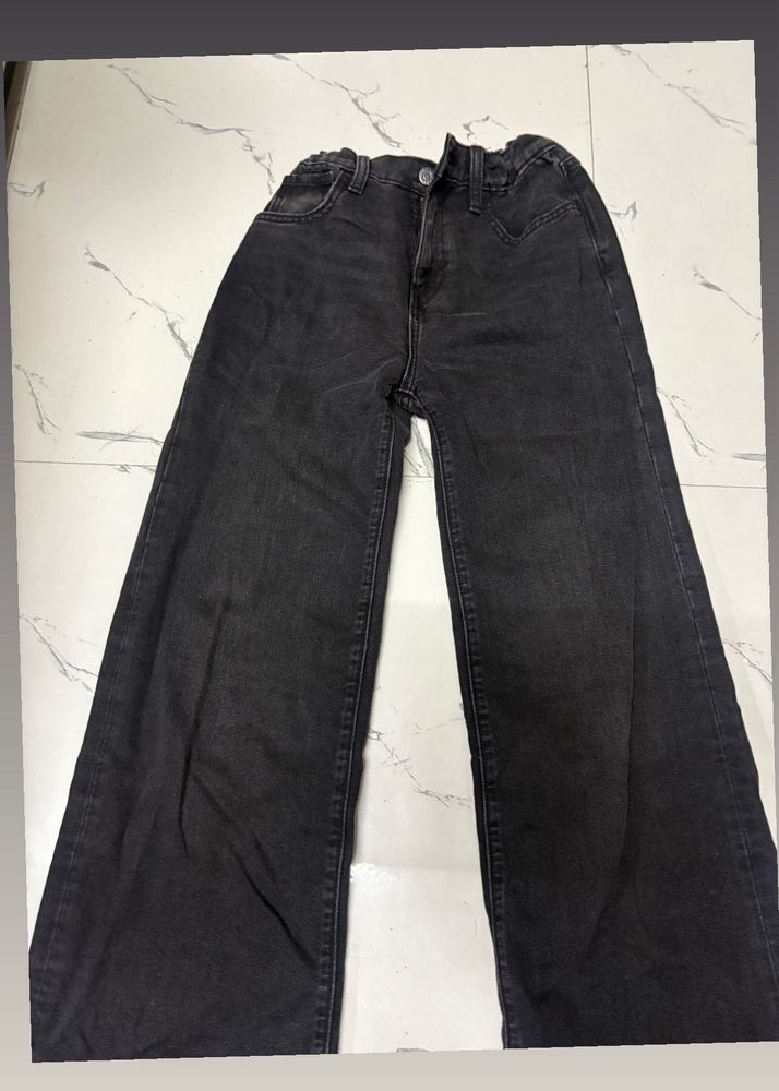 Black Wide Leg Denim Jeans