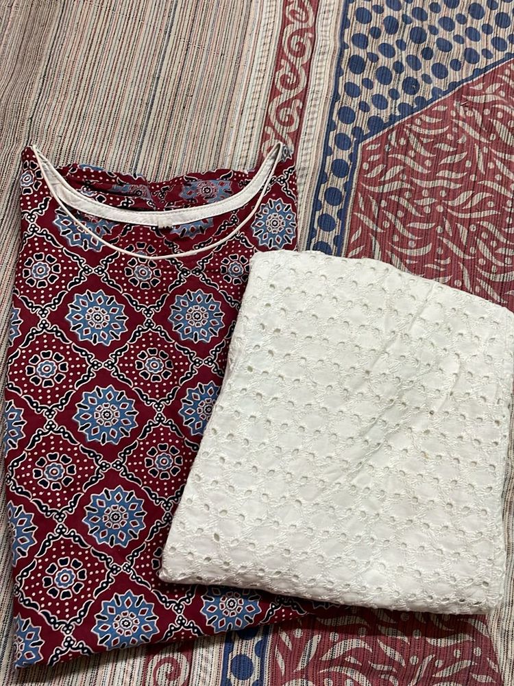 Printed Kurti with White Pants