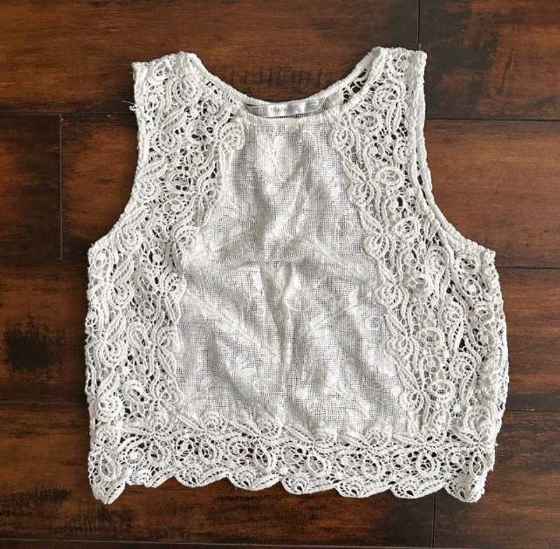 Pretty Zara White Net Mesh Top, Size S, Good Cond