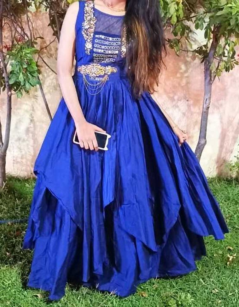 PARTY WEAR NEAVY BLUE LONG GOWN