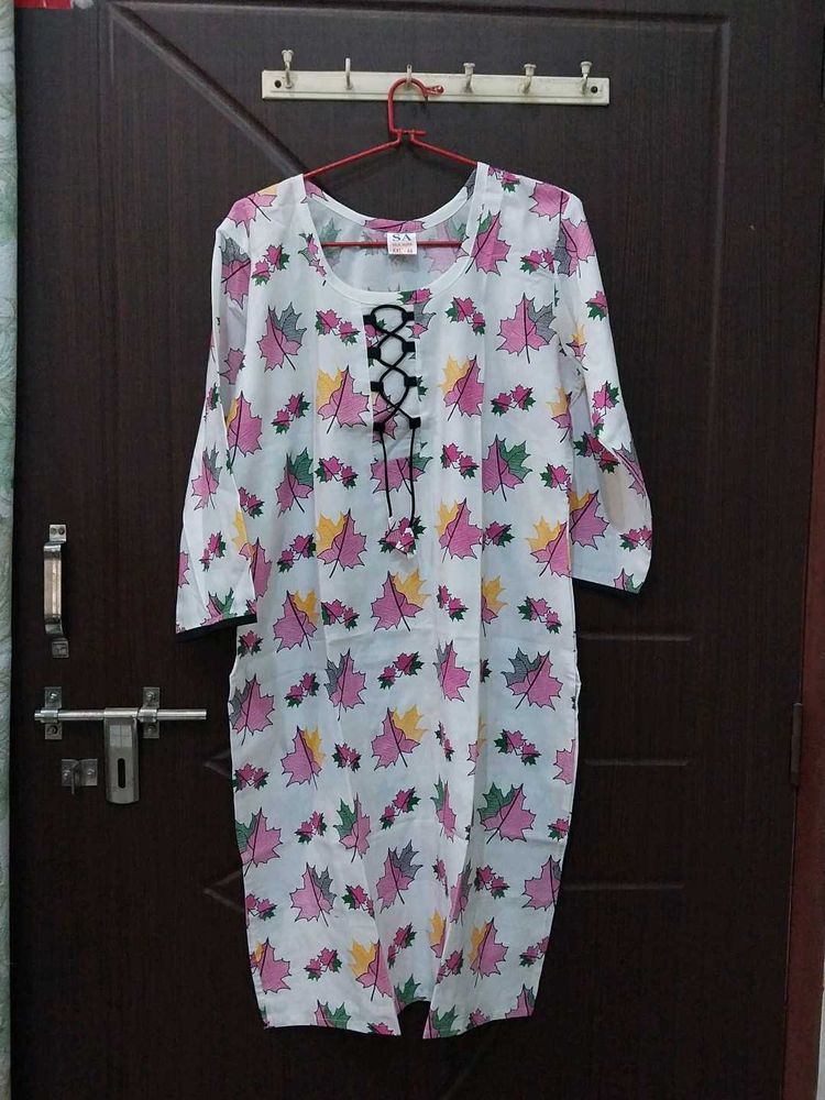 Leaf Print Tunic Top