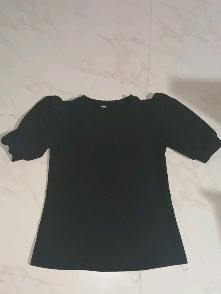Black Puff Sleeve Top