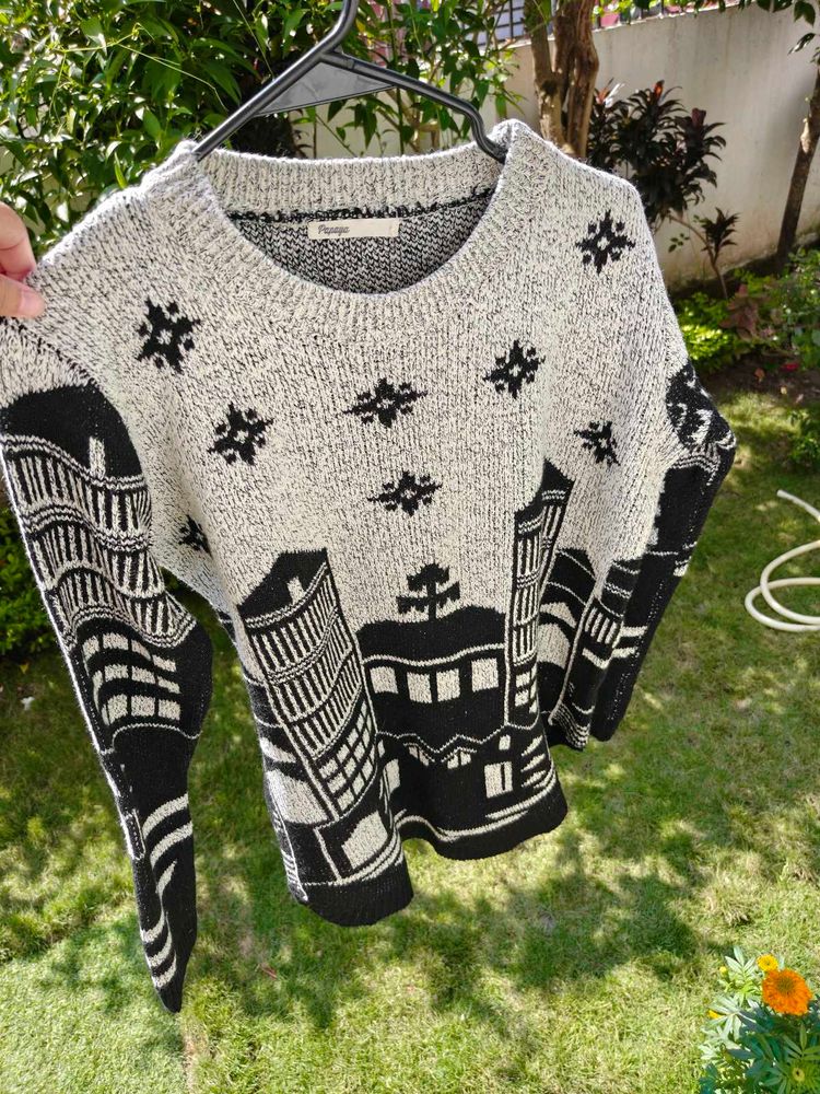 Unique Graphic Knit Sweater