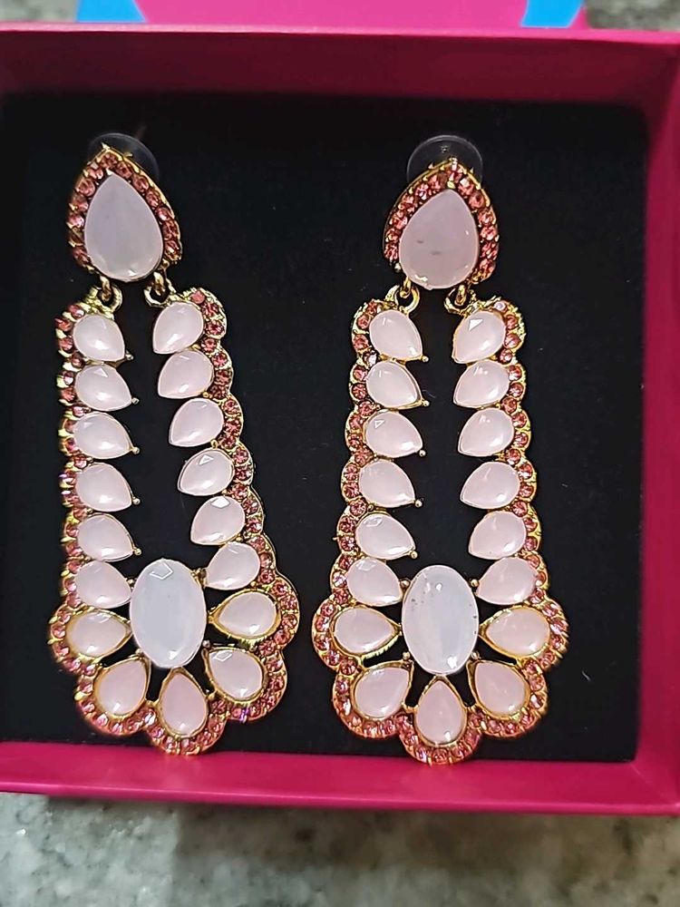 Pink Stone Dangle Earrings