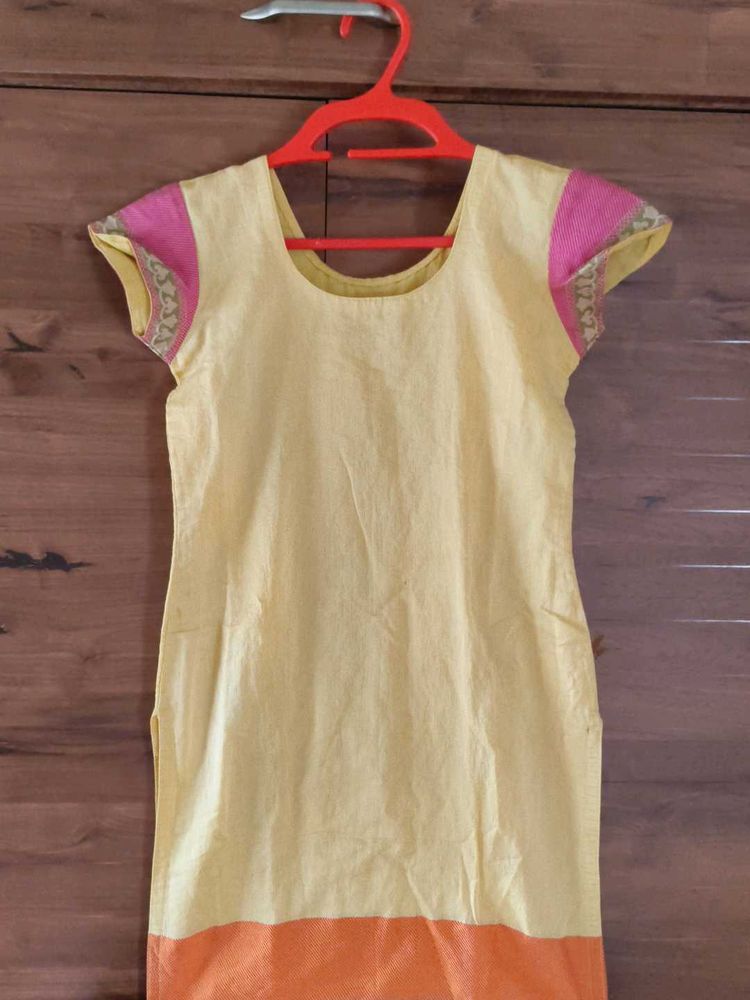 Yellow &amp; Orange Color Kurta