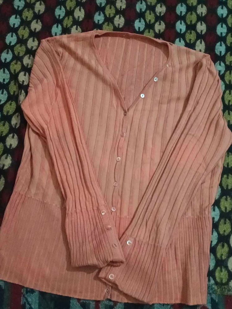 Peach Knit Cardigan