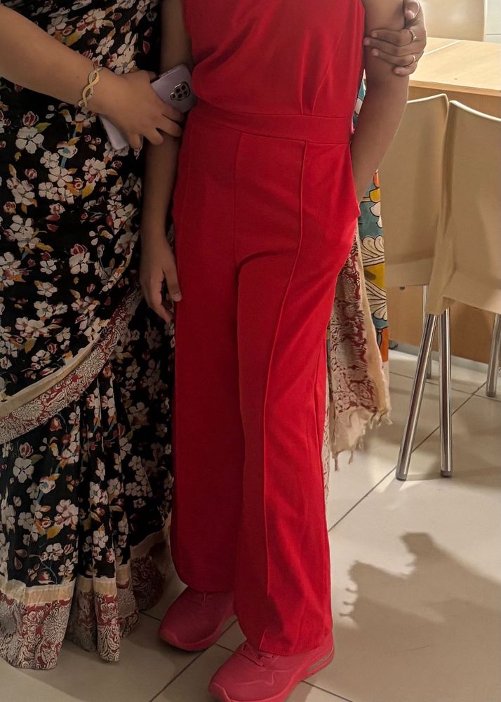 Red Sleeveless Jumpsuit