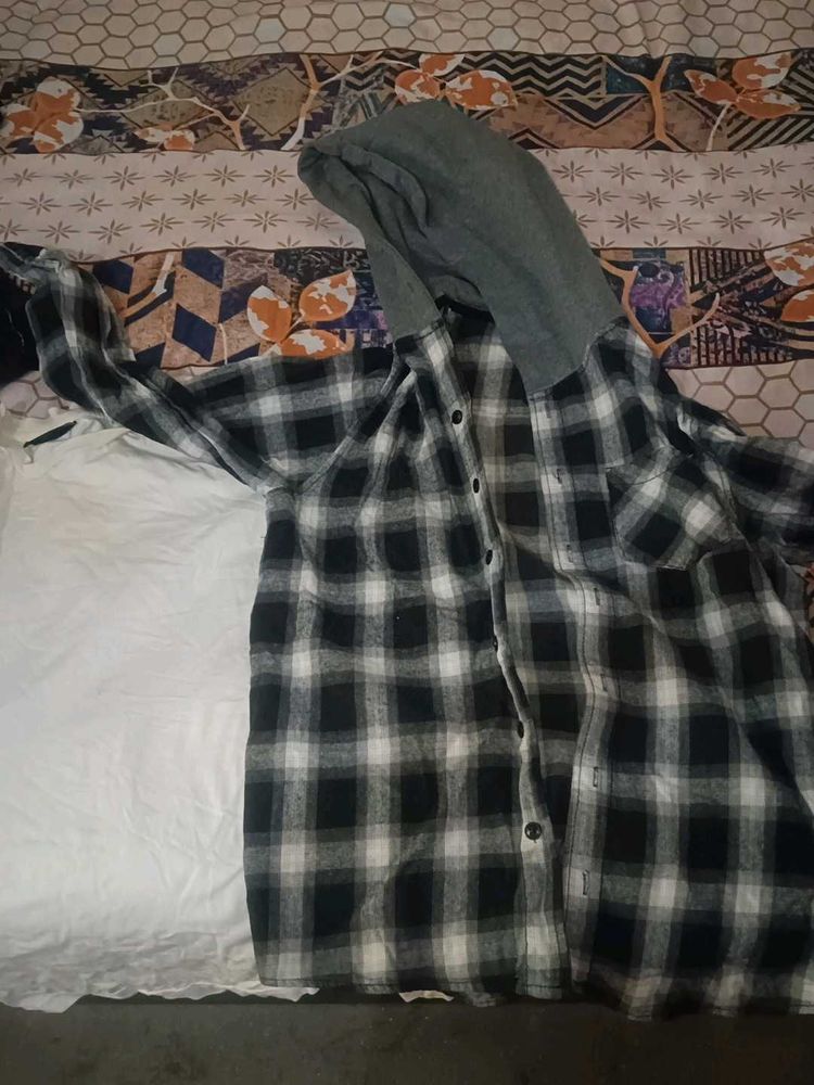 Hooded Plaid Shirt