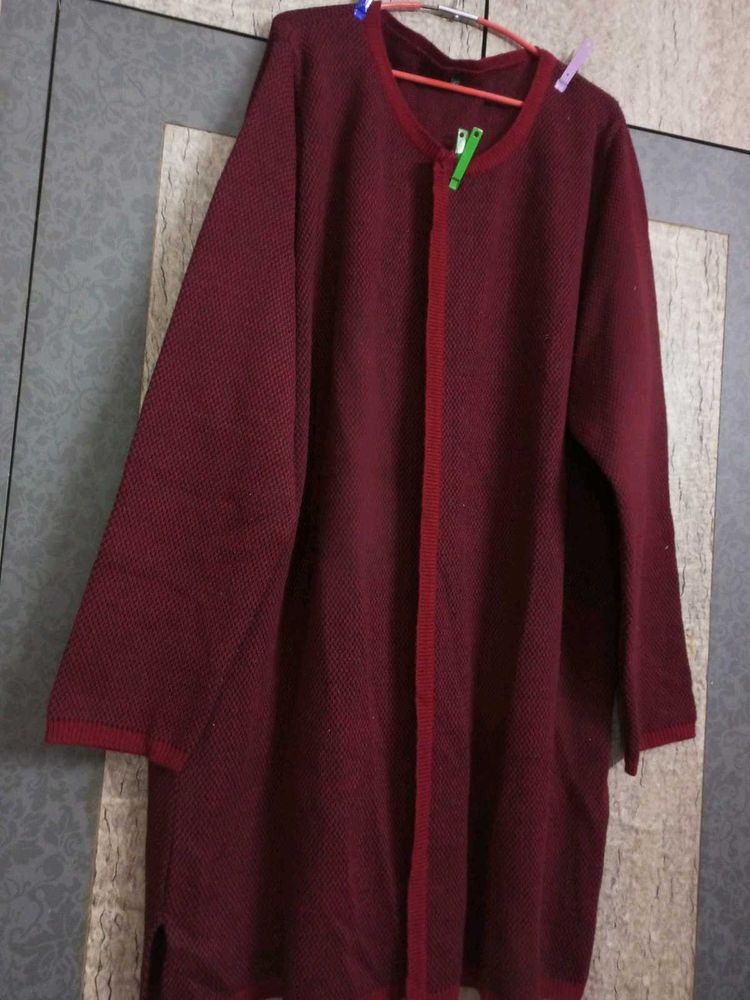 Red &amp; Black Plussize Long Open Sweater