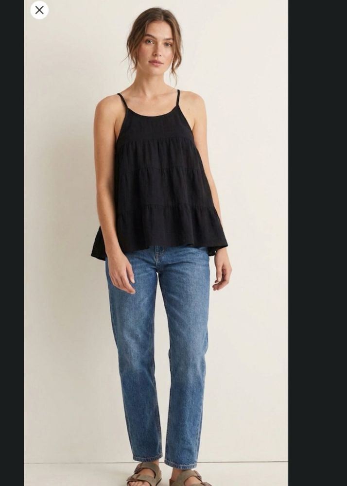 Elegant Black Tiered Korean Top