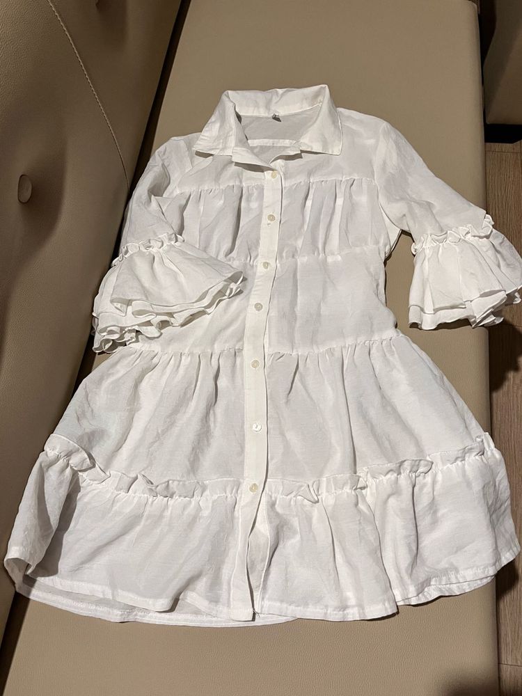 White Ruffled Mini Dress