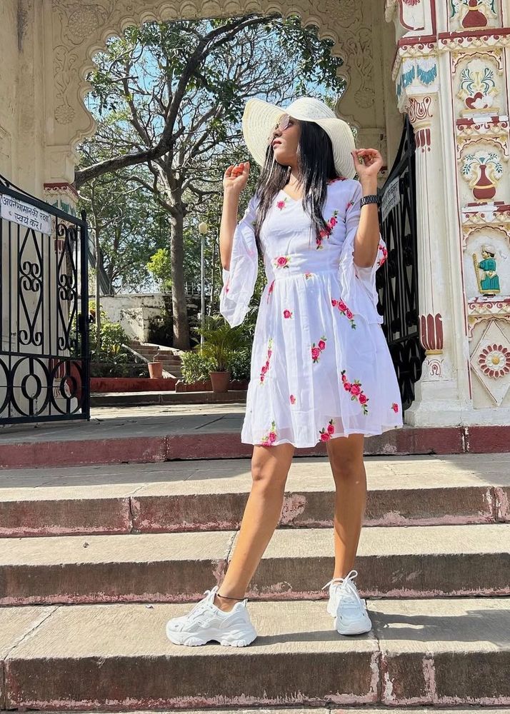 Floral White Summer Dress