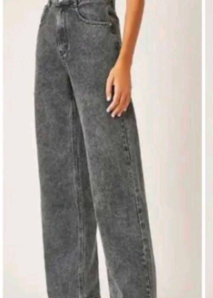 Grey Wide Leg Jeans