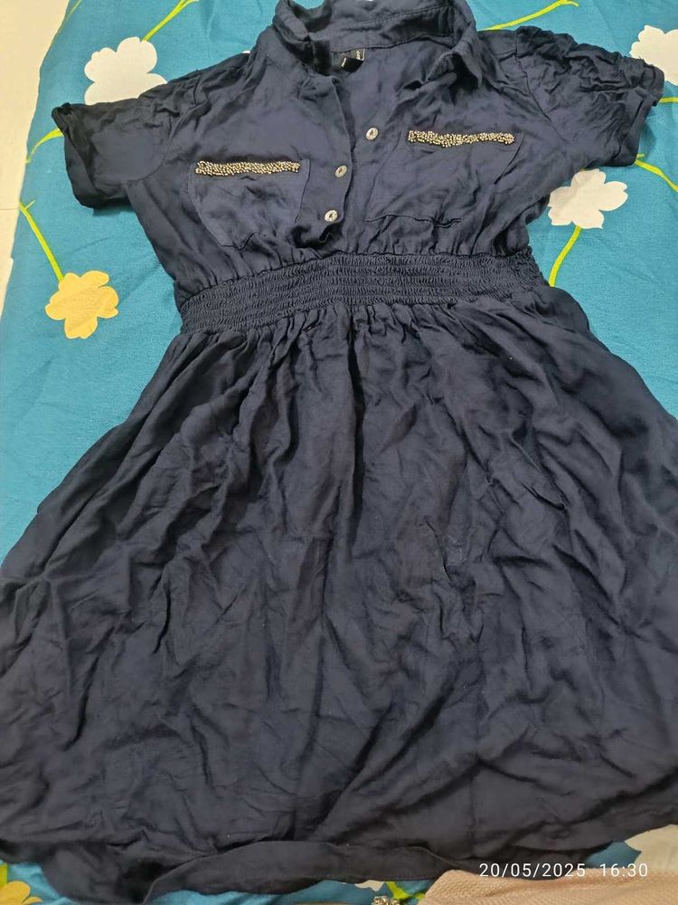 9-10 Yr Girl Frock Navy Blue