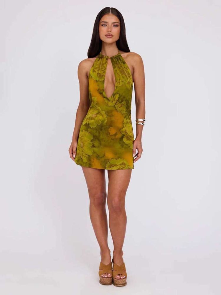 Floral Halter Mini Dress