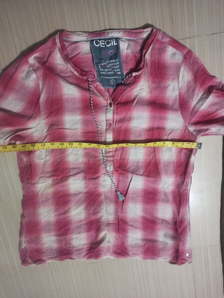 Pink Checks Cotton  Shirt