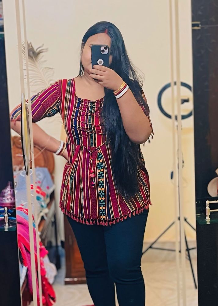 Maroon colour designer Pumpum Short Kurti