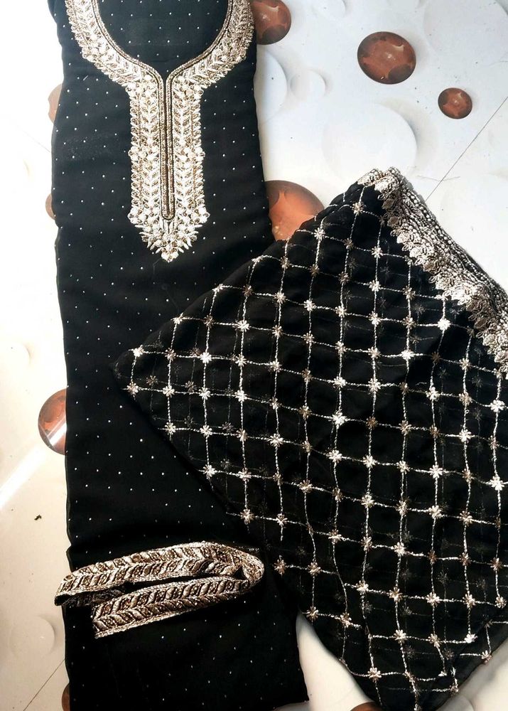 Elegant Black Embroidered Suit